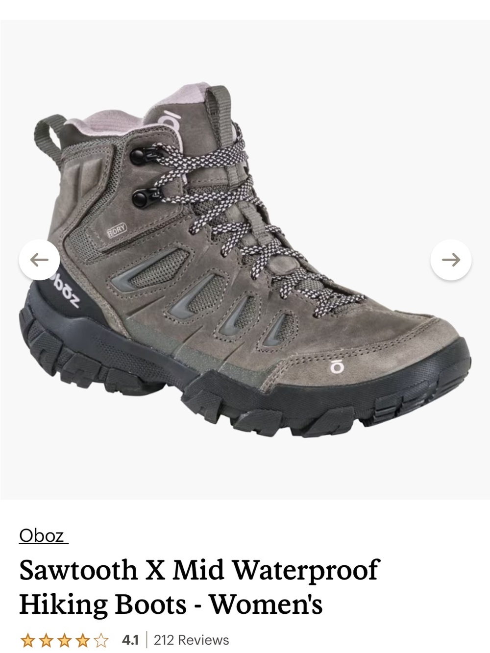 Oboz Sawtooth X Mid Waterproof Hiking Boots - Women's 8.5